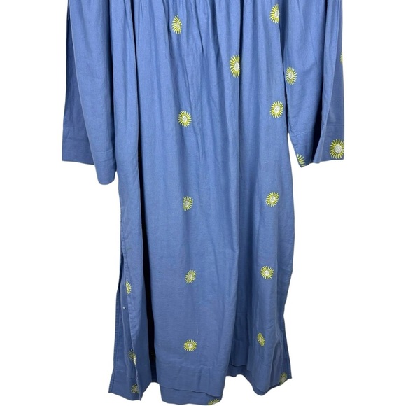 FREE PEOPLE EMORY DAISY EMBROIDERY MILKMAID COTTON LINEN RELAXED BOHO MIDI DRESS - Picture 8 of 16